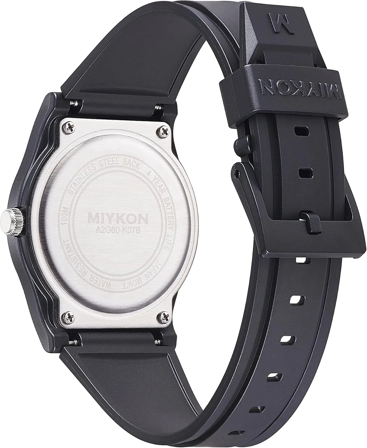 Miykon Waterproof Watches for Men | Casual Black Easy Reader Analog Watch | Lightweight Shockproof Resin, Luminous Hands and Second Hand, Japanese Quartz with 4 Year Battery Life, 100M Water Resistant