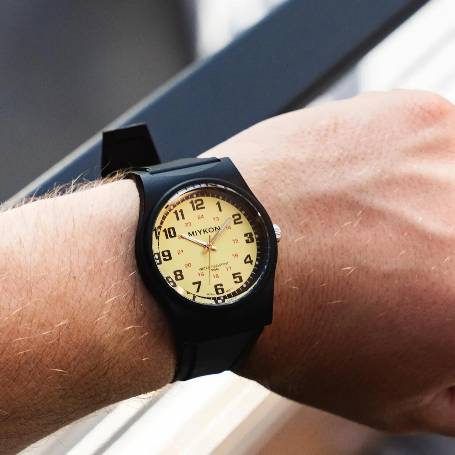 Miykon Waterproof Watches for Men | Casual Black Easy Reader Analog Watch | Lightweight Shockproof Resin, Luminous Hands and Second Hand, Japanese Quartz with 4 Year Battery Life, 100M Water Resistant