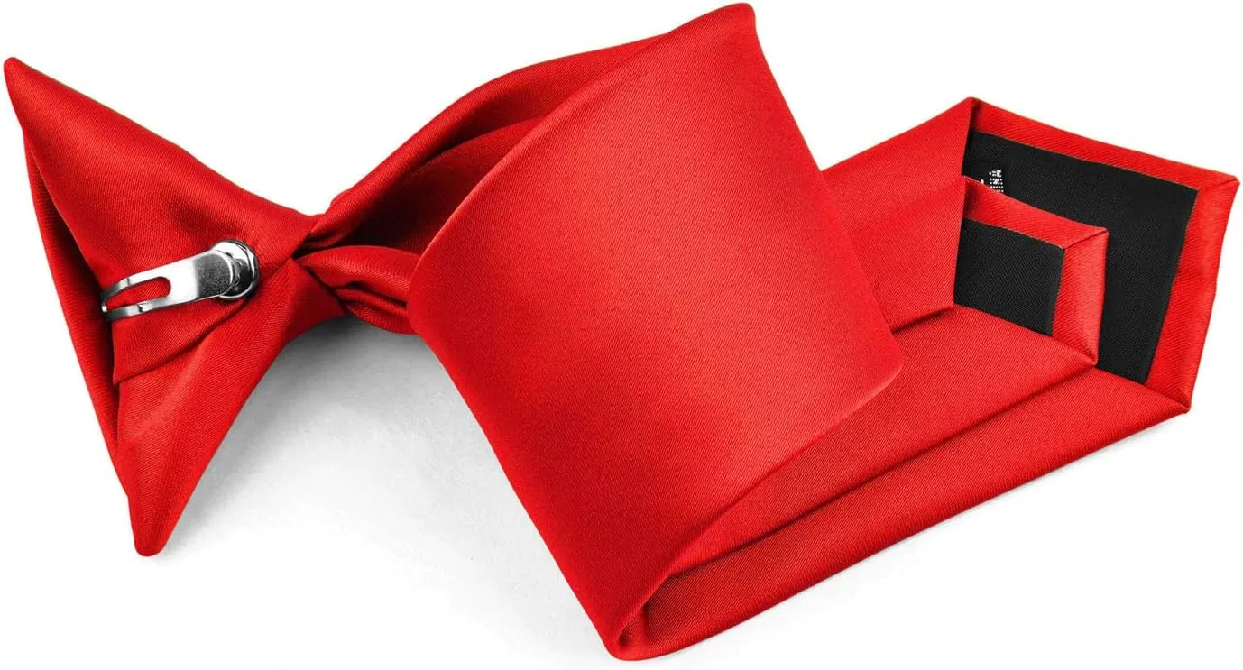 Moda Di Raza Pretied Banded Clip On Ties for Men and Young Men, Made of Woven Microfiber Fabric Tie Clip for Kid and Adult