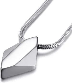 MOO&LEE Men's Tungsten Carbide Pendant Necklace Geometric Tungsten Pendant with 22 Inches Stainless Steel Snake Chain