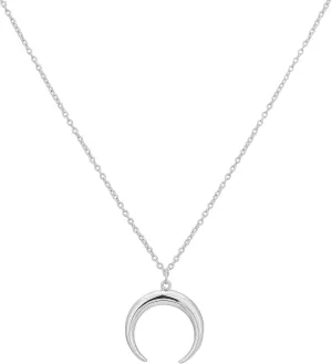 Moon Necklace for Women - 18K Gold Crescent Half Moon Double Horn Dainty Necklace