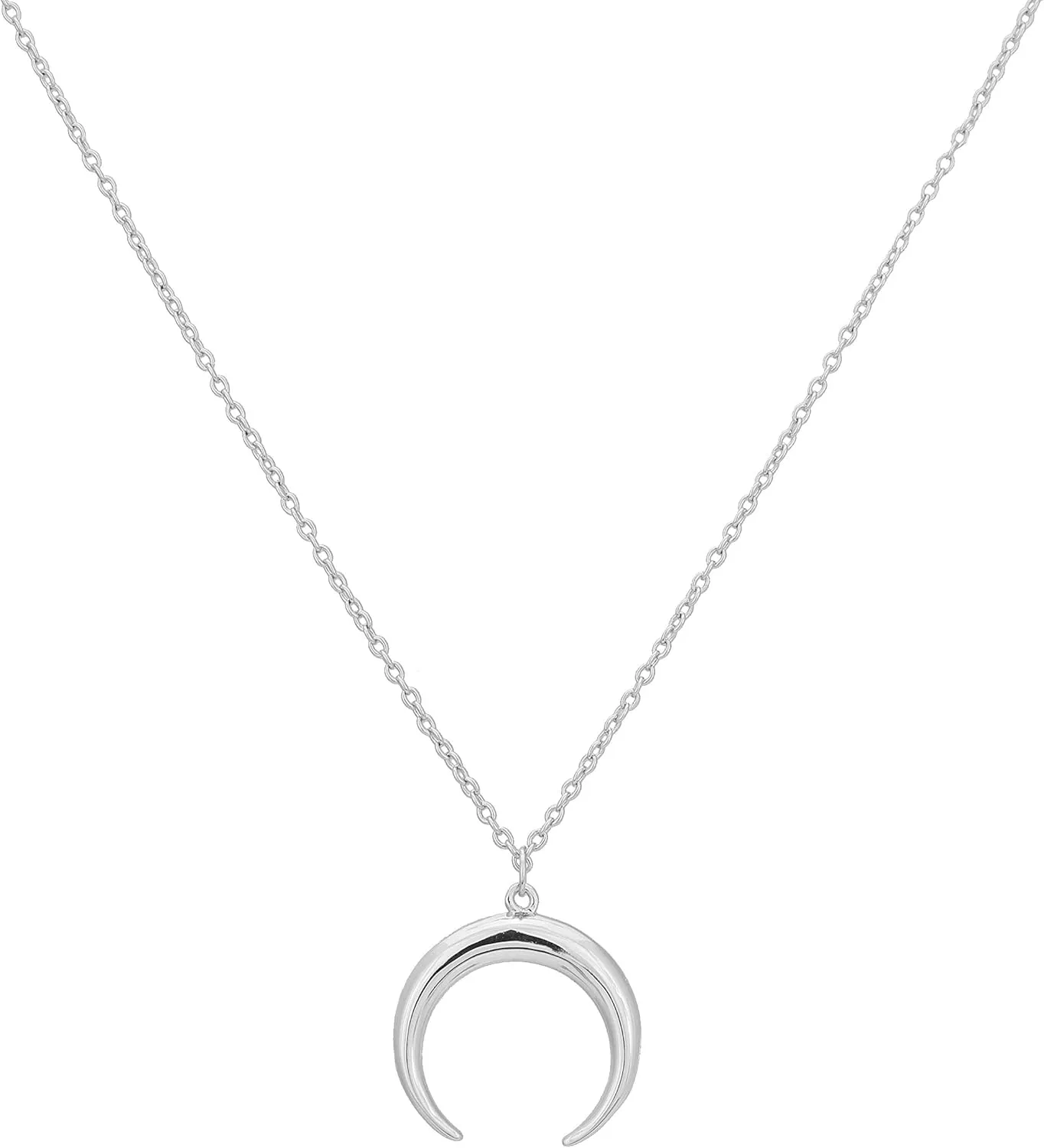 Moon Necklace for Women - 18K Gold Crescent Half Moon Double Horn Dainty Necklace