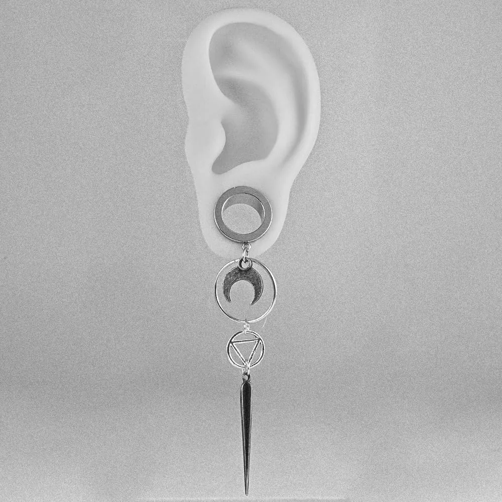 Moon Pendant Ear Gauges Plugs - Dangle DIY Tunnel Plugs for Ear Stretching, Body Jewelry Accessories for Men and Women