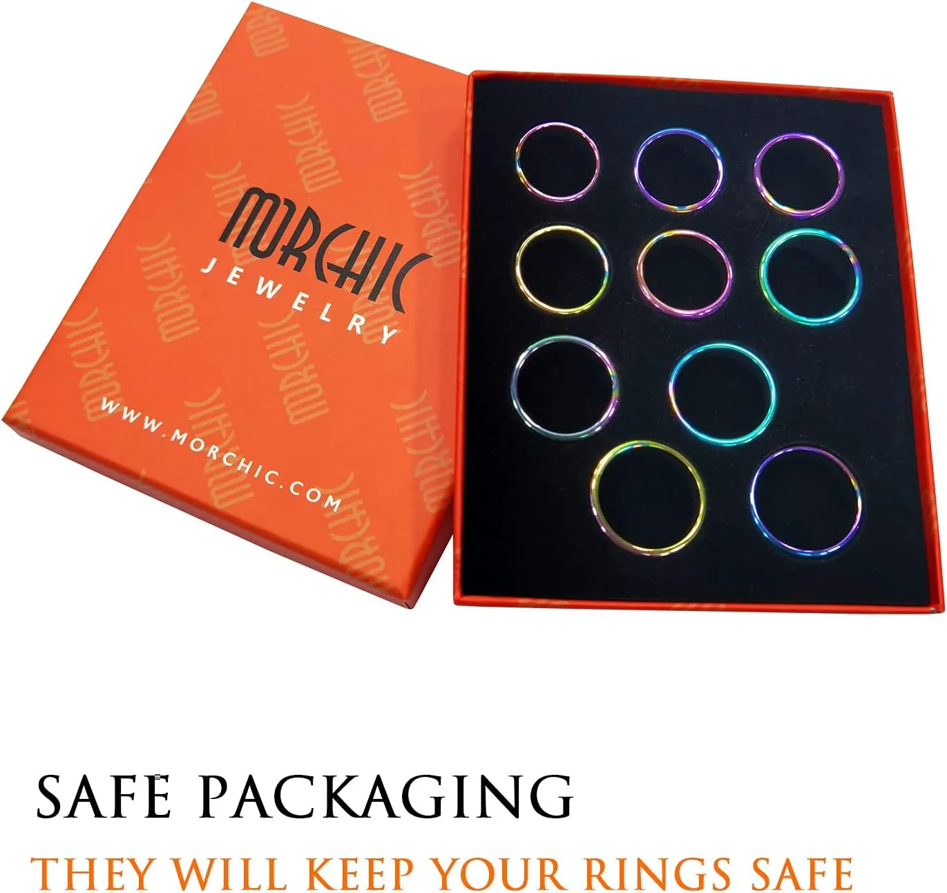 Morchic Hematite Stone Rings for Women Men Unisex, Balance Root Chakra (Pack of Mixed Size)