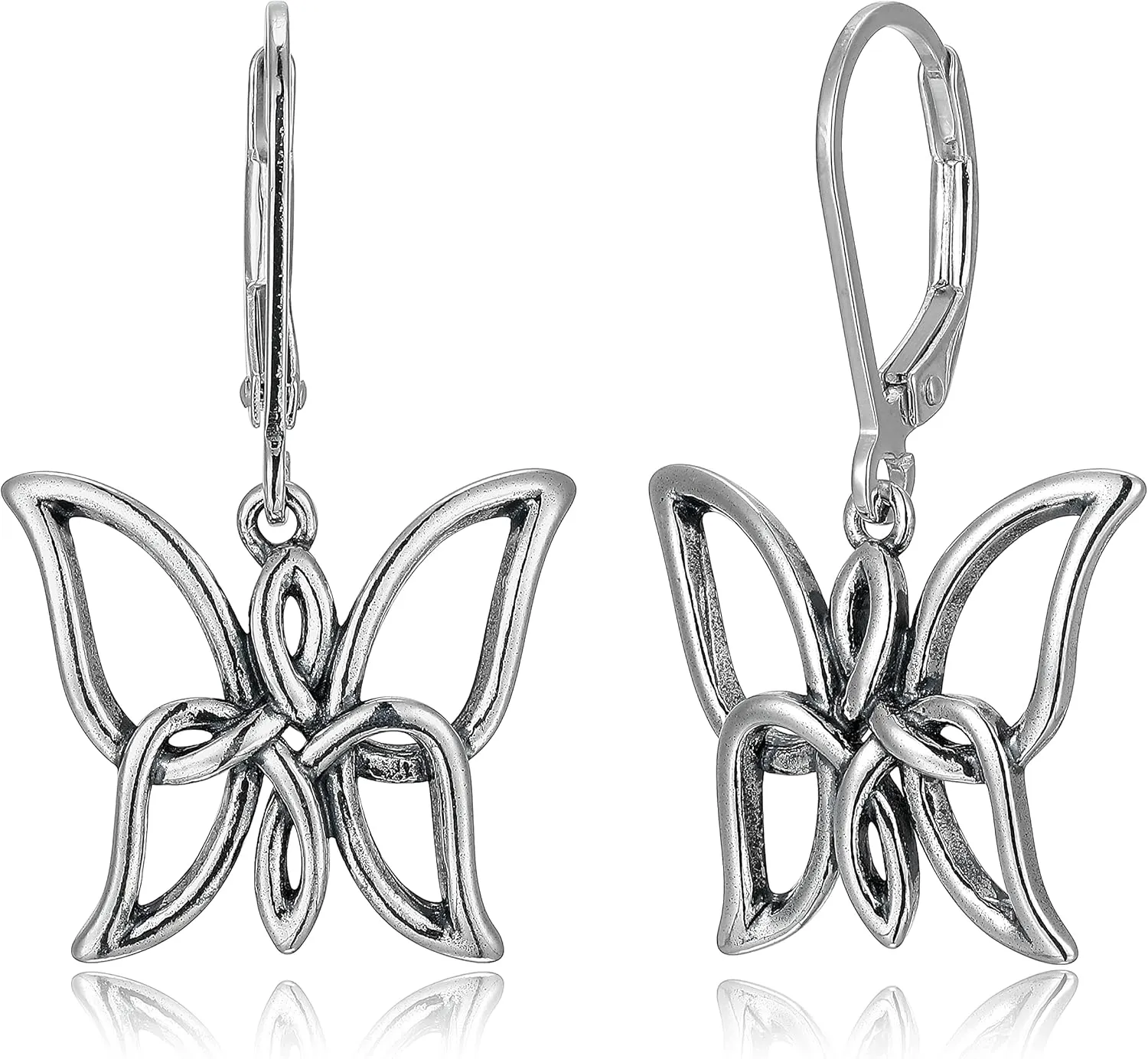 MORGAN & PAIGE .925 Sterling Silver Oxidized, 18K Yellow Gold or 14K Rose Gold Plated Butterfly Celtic Knot Dangle or Stud Earrings for Women - Hypoallergenic Sterling Silver Earrings, Gifts for Her