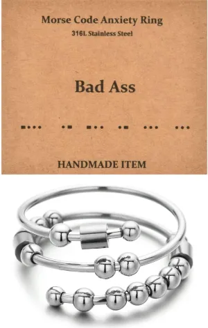 Morse Code Rings for Women, Stainless Steel Spinner Ring Fidget Rings for Anxiety Ring Morse Code Rings Inspirational Gifts Jewelry Women Birthday Graduation Gifts for Her Best Friends