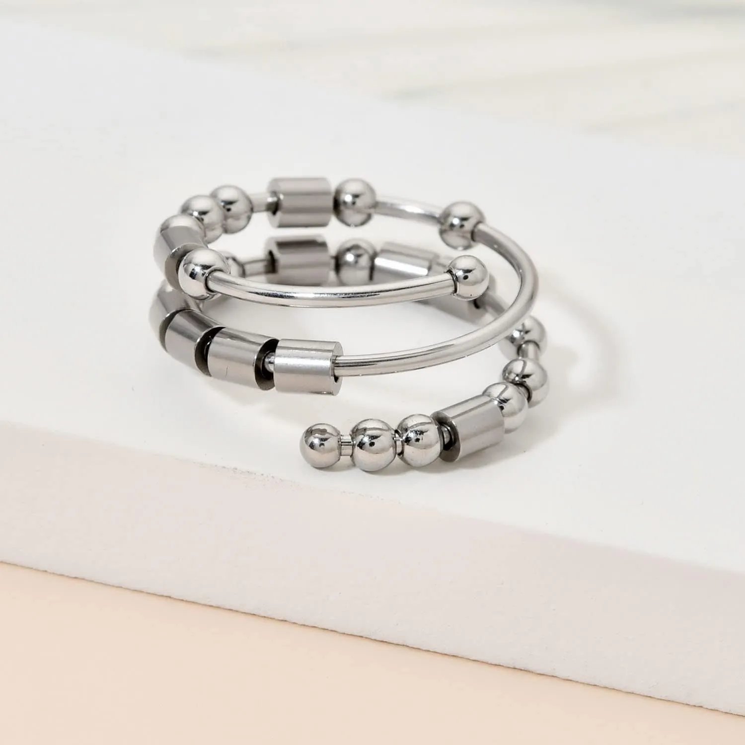 Morse Code Rings for Women, Stainless Steel Spinner Ring Fidget Rings for Anxiety Ring Morse Code Rings Inspirational Gifts Jewelry Women Birthday Graduation Gifts for Her Best Friends