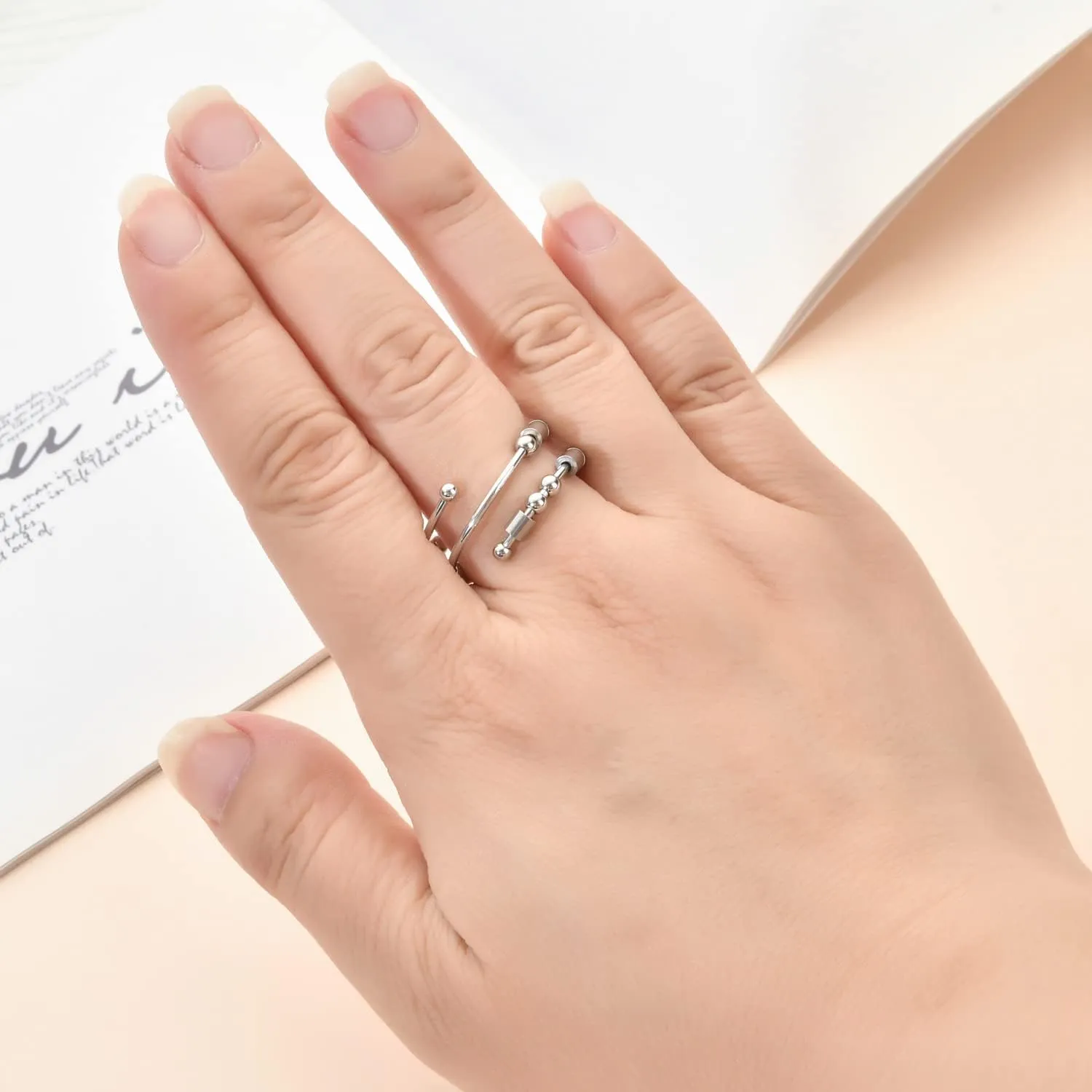 Morse Code Rings for Women, Stainless Steel Spinner Ring Fidget Rings for Anxiety Ring Morse Code Rings Inspirational Gifts Jewelry Women Birthday Graduation Gifts for Her Best Friends
