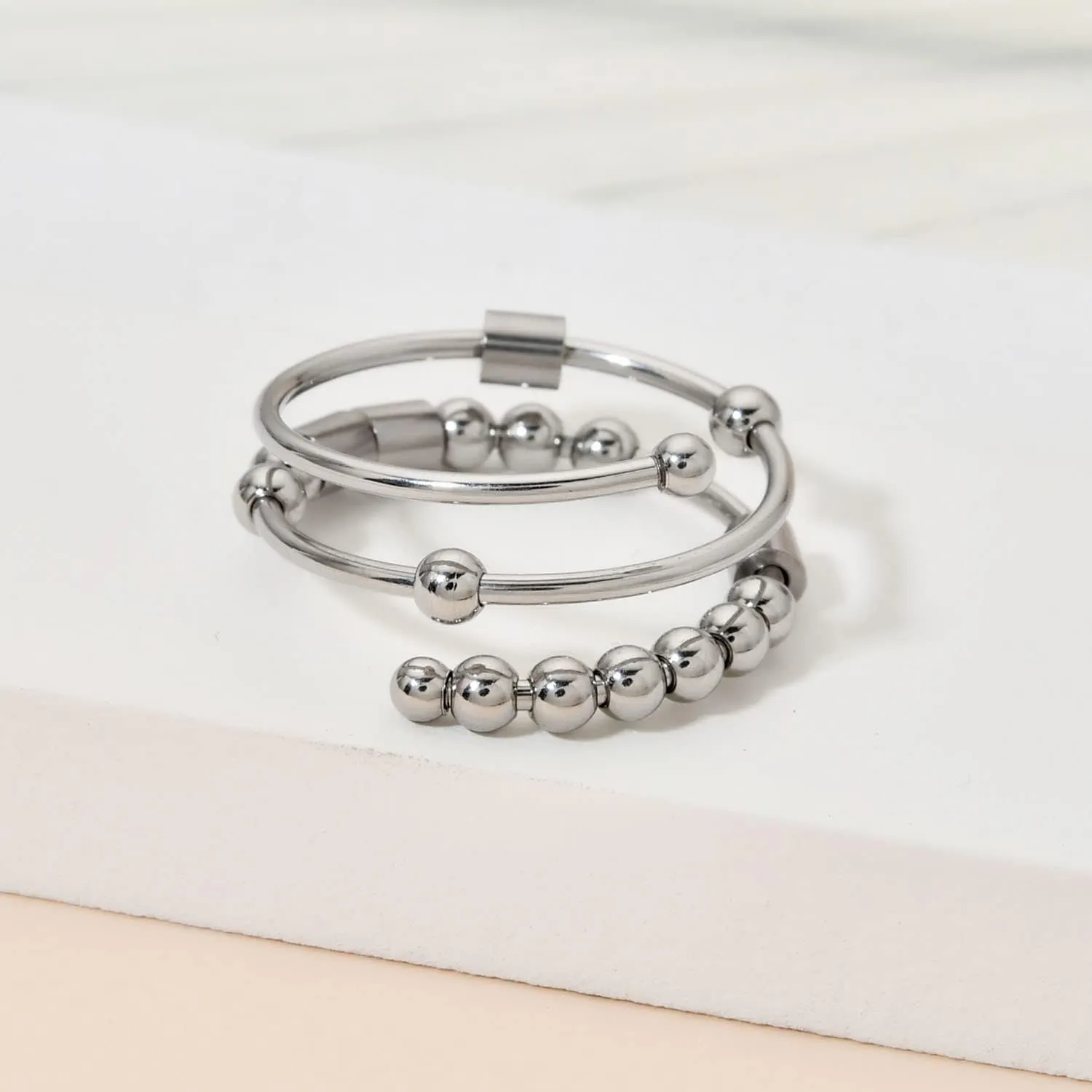 Morse Code Rings for Women, Stainless Steel Spinner Ring Fidget Rings for Anxiety Ring Morse Code Rings Inspirational Gifts Jewelry Women Birthday Graduation Gifts for Her Best Friends