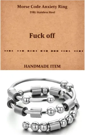 Morse Code Rings for Women, Stainless Steel Spinner Ring Fidget Rings for Anxiety Ring Morse Code Rings Inspirational Gifts Jewelry Women Birthday Graduation Gifts for Her Best Friends