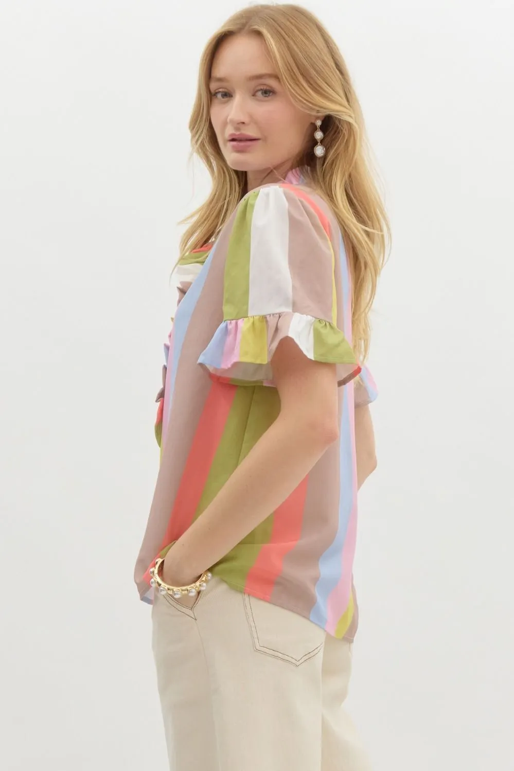 Multicolor Stripe Button Down
