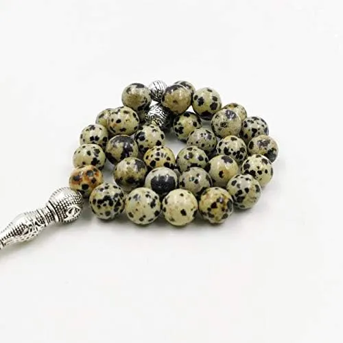 Natural BALMATINE Japer Stone tasbih Muslim Bracelets Man's misbaha Gift Prayer Beads Islam Jewelry Saudi Fashion Accessories (8mm, 45 Beads)