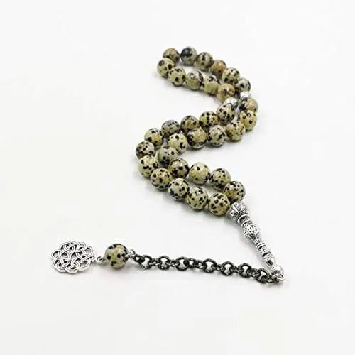 Natural BALMATINE Japer Stone tasbih Muslim Bracelets Man's misbaha Gift Prayer Beads Islam Jewelry Saudi Fashion Accessories (8mm, 45 Beads)