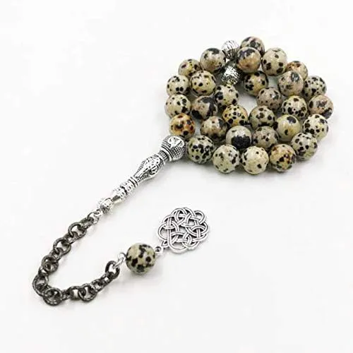 Natural BALMATINE Japer Stone tasbih Muslim Bracelets Man's misbaha Gift Prayer Beads Islam Jewelry Saudi Fashion Accessories (8mm, 45 Beads)