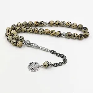 Natural BALMATINE Japer Stone tasbih Muslim Bracelets Man's misbaha Gift Prayer Beads Islam Jewelry Saudi Fashion Accessories (8mm, 45 Beads)