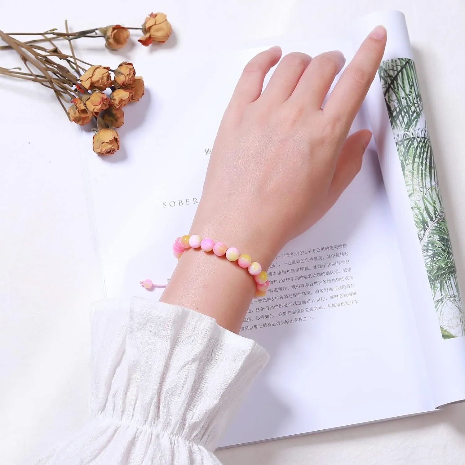 Natural Healing Crystal Beads Bracelet Gemstone Couple Adjustable Gift Bracelet