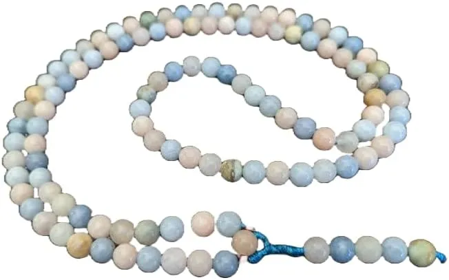 Natural Morganite 8mm 108 Mala Beads, Spiritual, Meditation Beads, Reiki, Japa Mala, Buddhist Prayer Beads, Yoga Bracelet, healing beads LKMALA-RRGU-188