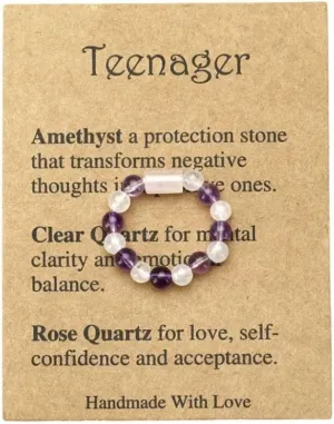 Natural Stone Stretch Rings for Women Men Handmade Crystal Beaded Anxiety Protection Rings Healing Stones Ring Holiday Birthday Jewelry Gifts
