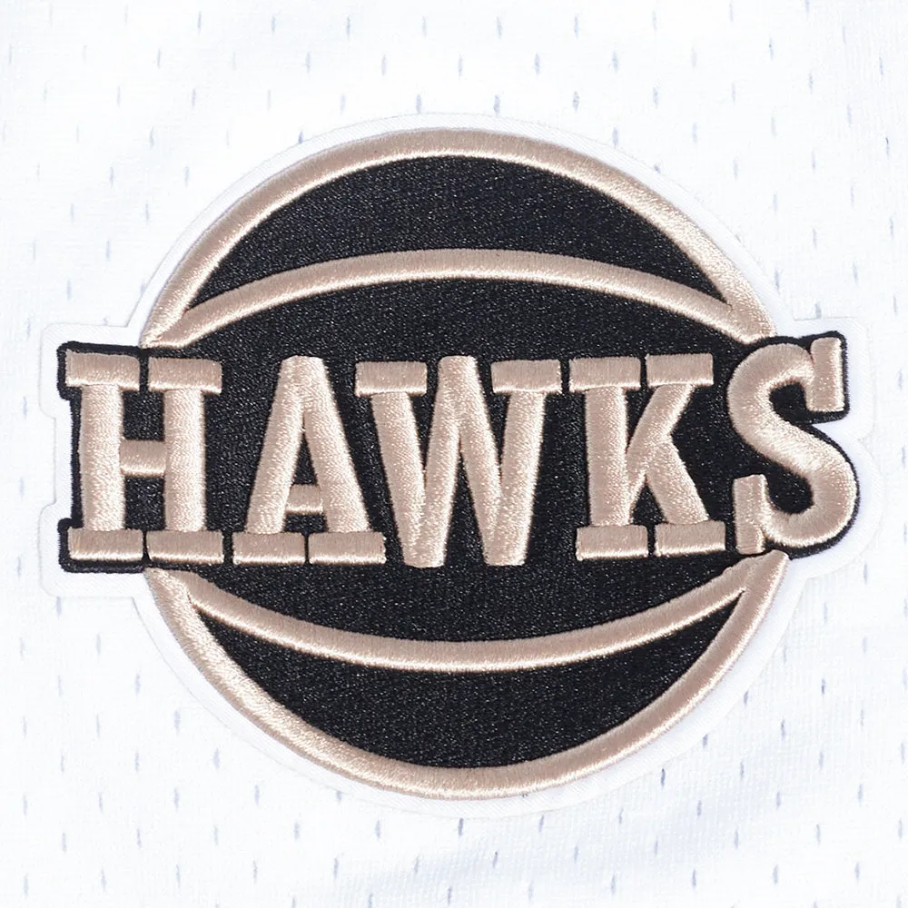 NBA ATLANTA HAWKS CITY EDITION 24-25 MEN'S MESH BUTTON DOWN SHIRT (WHITE/BLACK/WHITE)