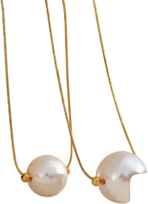 New 2025 22/17Mm Big Imitation Pearls Round Pendant Necklace Stain Less Metal Stainless Steel Korean Popular Decoration Jewelry Commemorative With For You Accessories Trendy Creative Best For Gift
