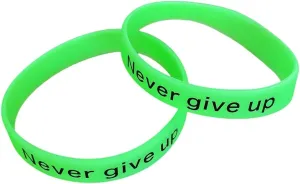 New 2025 2Pcs Never Give Up Silicone Wristband Glow In The Dark Rubber Band Luminous Bracelet Motivational Wrist Strap Inspirational Decoration Jewelry Commemorative Accessories Trendy Best For Gift