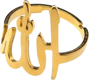 New 2025 Arabic Islamic Muslim Allah Ring For Women Men Stainless Steel Gold Color Islam Religious Amulet Adjustable Rings Jewelry With You Accessories Trendy Best For Gift