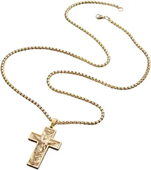 New 2025 Arrival Vintage Religious Christian Jesus Cross Pendant God Necklace Men Women Catholic Prayer Amulet Jewelry Gift With For You Accessories Trendy Creative Gift