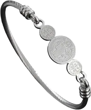 New 2025 Catholic San Benito Cross Jesus Stainless Steel Bracelet For Men And Women Prayer Religious Jewelry Amulet Gift With For You Jewelry Fashion Accessories Creative Gift