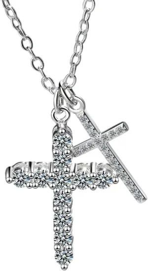 New 2025 D Color Full Moissanite Cross Necklace For Women Gra Certified S925 Silver Jesus Pendant Necklace Plated 18K Decoration Jewelry Commemorative With You Accessories Trendy Best For Gift
