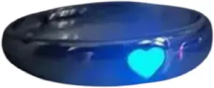 New 2025 Fashion Blue Love Heart Luminous Ring For Women Men Fluorescent Ring Glow In Dark Adjustable Couple Finger Rings Jewelry Gifts Jewelry With You Accessories Trendy Best For Gift