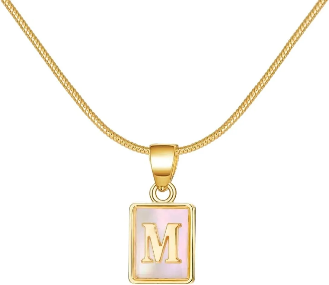 New 2025 Fashion Glowing Letter Initial Necklace For Women Men Gold Color Square Shell Glow In The Dark 26 Alphabet Name Choker Jewelry With For You Fashion Accessories Creative Gift