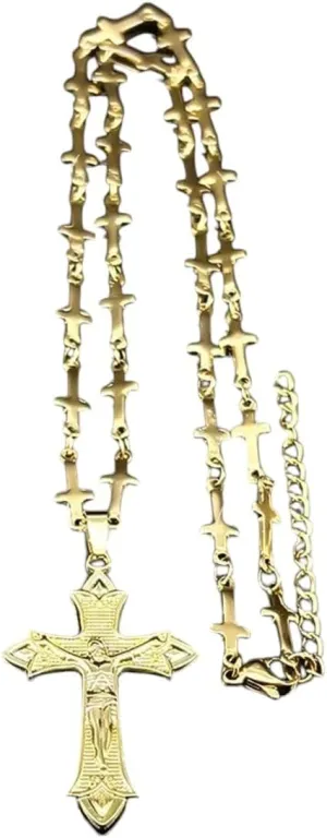 New 2025 Hip Hop Catholic Jesus Cross Pendant Necklace For Women Men Stainless Steel Gold Color Punk Male Chain Decoration Jewelry Commemorative With For You Accessories Trendy Creative Best For Gift