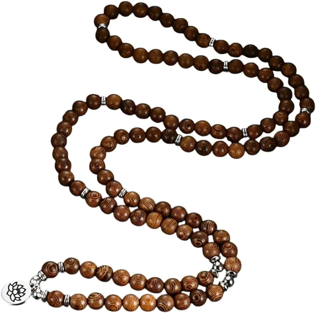 New 2025 Prayer Beads Bracelet 108 Tibetan Buddhist Rosary Charm Mala Meditation Flower Of Life Lucky Wenge Wooden Bracelet For Women Men Decoration Jewelry Commemorative Trendy Best For Gift