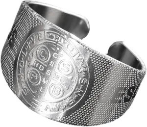 New 2025 Saint Benedict Jesus Cross Stainless Steel Ring Christian San Benito Faith Jewelry For Men Women Prayer Jewelry Catholic Gift With For You Jewelry Fashion Accessories Creative Gift