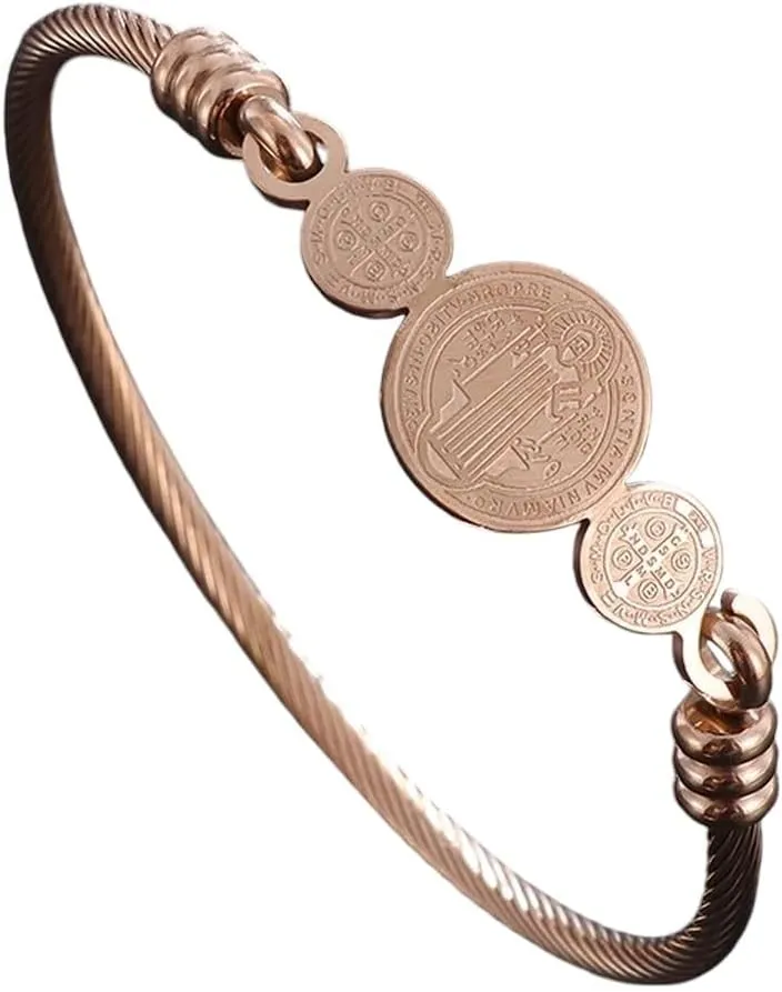New 2025 Stainless Steel San Benito Jesus Cross Bracelet For Men Women Christian Jewelry San Benito Catholic Prayer Bracelet With For You Jewelry Fashion Accessories Creative Gift