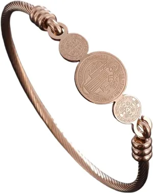 New 2025 Stainless Steel San Benito Jesus Cross Bracelet For Men Women Christian Jewelry San Benito Catholic Prayer Bracelet With For You Jewelry Fashion Accessories Creative Gift