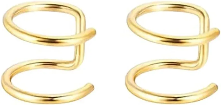 New 2026 4 Pcs Stainless Steel Ear Cuff Criss Cross Double Lines Cuffs Non Piercing Helix Earcuff Cartilage Earring Jewelry Fashion Trendy Accessories Creative Gift For Women And Men