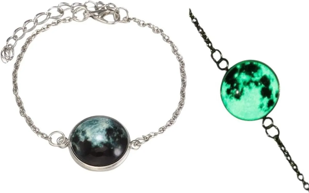 New 2026 Glow In The Dark Full Moon Charm Bracelet For Women Party Astronomy Universe Bangle Fashion Jewelry Cn028 Trendy Accessories Creative Gift