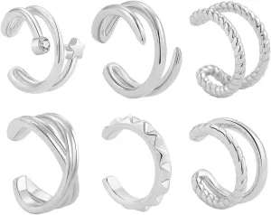 New 2026 Gold Color Ear Cuff Cartilage Wrap Earrings Non-Piercing Bones Spiral Clip Set For Women Men Jewelry Gift Fashion Trendy Accessories Creative