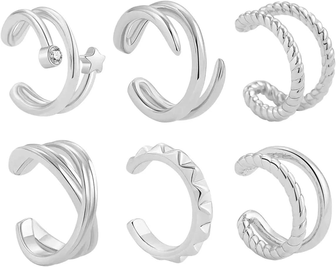 New 2026 Gold Color Ear Cuff Cartilage Wrap Earrings Non-Piercing Bones Spiral Clip Set For Women Men Jewelry Gift Fashion Trendy Accessories Creative