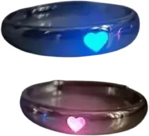 New 2026 Luminous Couple Rings Adjustable Personality Glowing In The Dark Heart Ring For Herfriend Hisfriend Valentine's Day Gift Decoration Jewelry Luxury Accessories Trendy Best