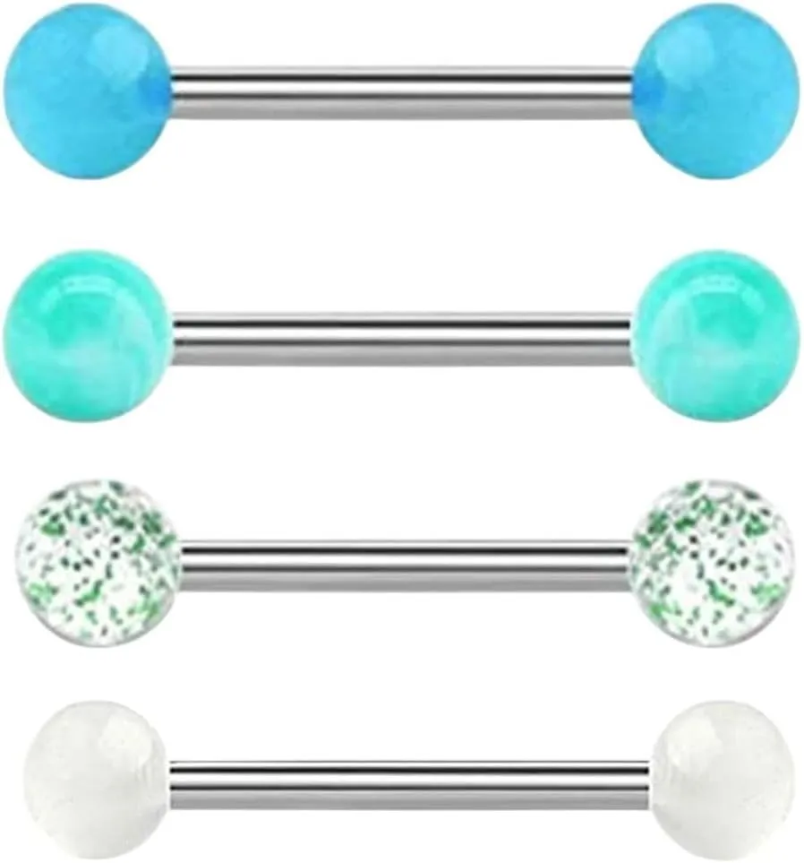 New 2026 Unisex Stainles Stell 4 Pcs Stainless Steel 14G Tongue Rings Barbell Jewelry For Women Piercing Kit 16Mm Fashion Trendy Accessories Creative Gift For Women And Men