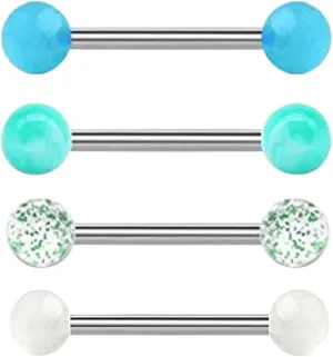 New 2026 Unisex Stainles Stell 4 Pcs Stainless Steel 14G Tongue Rings Barbell Jewelry For Women Piercing Kit 16Mm Fashion Trendy Accessories Creative Gift For Women And Men