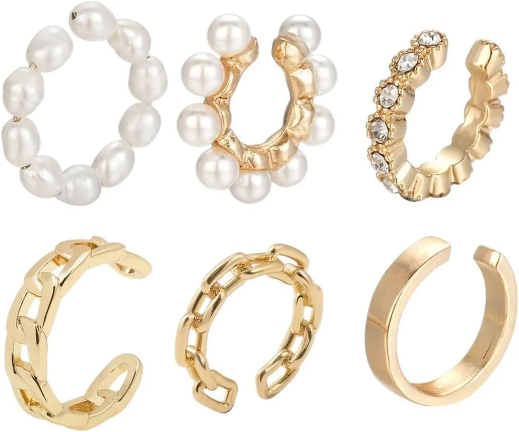 New 2026 Unisex Stainles Stell Gold Color Ear Cuff Cartilage Wrap Earrings Non-Piercing Bones Spiral Clip Set For Women Men Jewelry Gift Fashion Trendy Accessories Creative For Women And Men