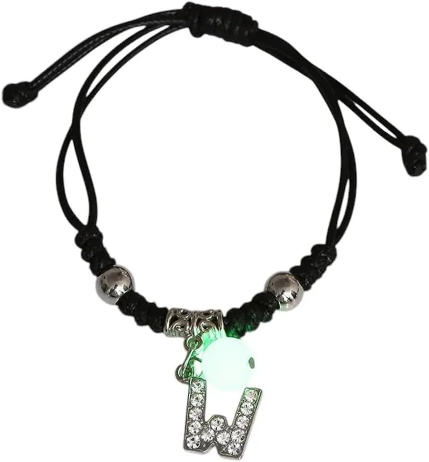 New 2026 Unisex Stainles Stell Luminous A-Z Initial Letters Bracelet Glow In The Dark Adjustable Rope Chain For Women Men Fashion Jewelry Gift Trendy Accessories Creative For Women And Men