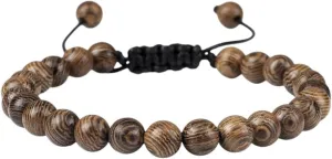 New 2026 Unisex Stainles Stell Men Vintage Wooden Beads Bracelet 6 8 10 12Mm Women Adjustable Meditation Prayer Bracelet&bangle Yoga Jewelry Gift Fashion Trendy Accessories Creative For Women And Men