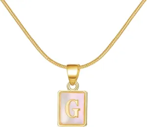 New For Arrival Fashion Glowing Letter Initial Necklace For Women Men Gold Color Square Shell Glow In The Dark 26 Alphabet Name Choker Jewelry With For You Fashion Accessories Creative Gift