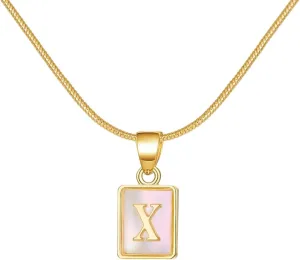 New For Arrival Fashion Glowing Letter Initial Necklace For Women Men Gold Color Square Shell Glow In The Dark 26 Alphabet Name Choker Jewelry With For You Fashion Accessories Creative Gift