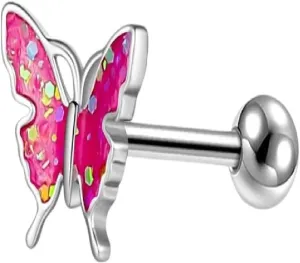 New For Trendy 2025 1Pc New Rainbow Sequins Butterfly Tongue Piercing Barbell 14G Tongue Rings Surgical Steel Bars Tounge Ring Unisex Jewelry Fashion Accessories Creative Gift