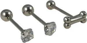 New For Trendy 2025 1Pc Surgical Steel Bone Shape Heart Zircon Tongue Barbell Piercings Ball Tongue Barbell Rings Fashion Piercing Body Jewelry Fashion Accessories Creative Gift